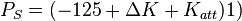 P_S = (-125 +  \Delta{K} + K_{att}) ± 1)