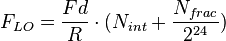 F_{LO}=\frac{Fd}{R}\cdot (N_{int} + \frac{N_{frac}}{2^{24}})